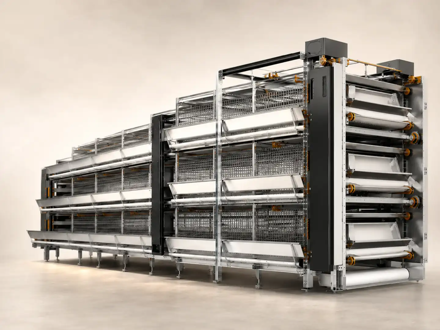 IXORTA commercial layer cage system for high-capacity egg production and automated farm management